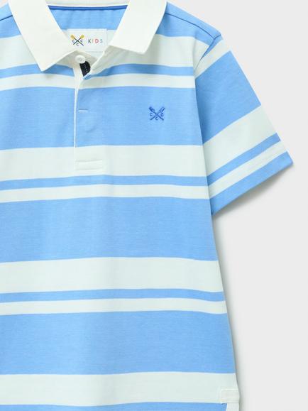 Crew Clothing Kids' Short Sleeve Rugby Shirt, White - view 2, White
