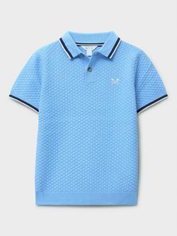 Crew Clothing Kids' Knitted Polo Shirt, Light Blue