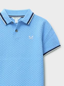 Crew Clothing Kids' Knitted Polo Shirt - view 2, Light Blue