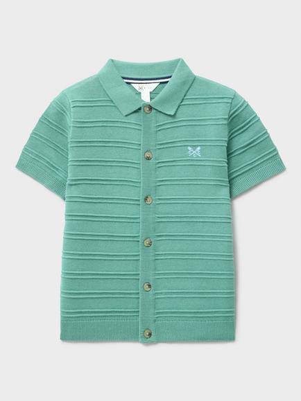 Crew Clothing Kids' Jacquard Knitted Polo Shirt, Light Green, Light Green