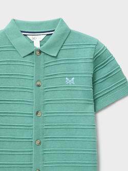 Crew Clothing Kids' Jacquard Knitted Polo Shirt, Light Green - view 2, Light Green