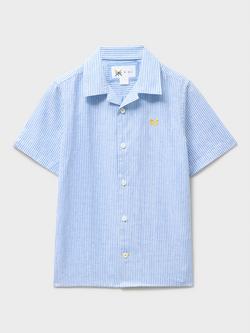 Crew Clothing Kids'  Linen Blend Resort Shirt, Light Blue