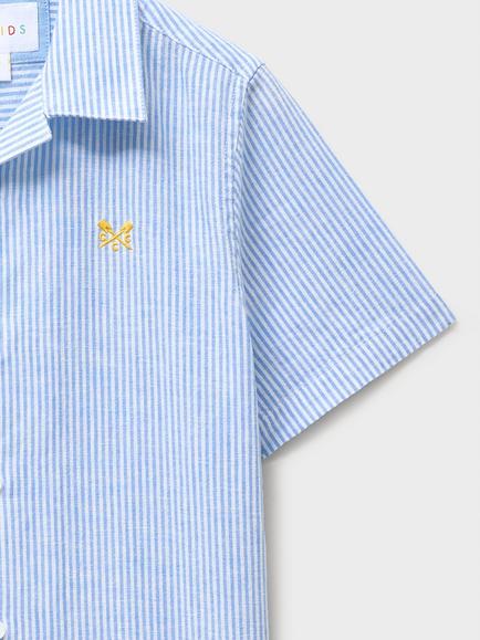 Crew Clothing Kids'  Linen Blend Resort Shirt - view 2, Light Blue