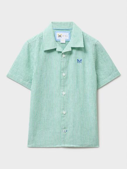 Crew Clothing Kids'  Linen Blend Resort Shirt, Light Green
