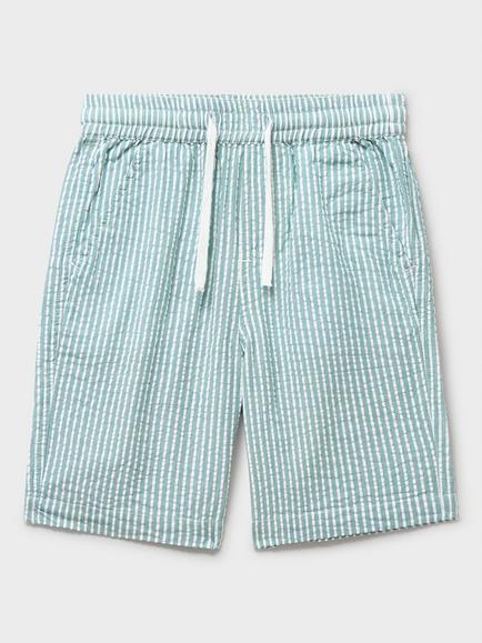 Crew Clothing Kids' Striped Seersucker Shorts, Light Green