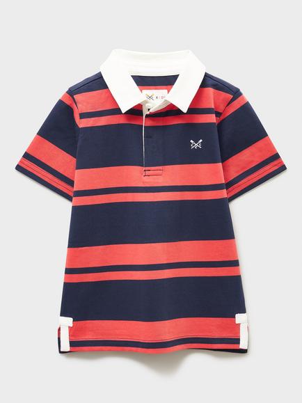 Crew Clothing Kids' Short Sleeve Rugby Shirt, Mid Red, Mid Red