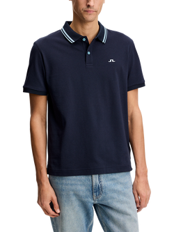 J.Lindeberg Joey Cotton Blend Regular Fit Short Sleeve Polo Shirt, Navy
