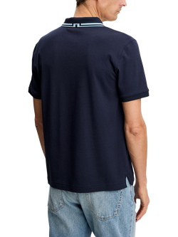 J.Lindeberg Joey Cotton Blend Regular Fit Short Sleeve Polo Shirt - view 2, Navy