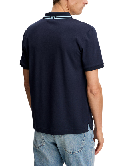 J.Lindeberg Joey Cotton Blend Regular Fit Short Sleeve Polo Shirt - view 2, Navy