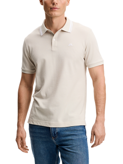 J.Lindeberg Joey Cotton Blend Regular Fit Short Sleeve Polo Shirt, Moonbeam
