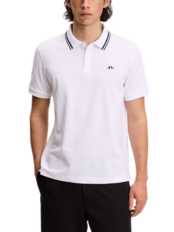 J.Lindeberg Joey Cotton Blend Regular Fit Short Sleeve Polo Shirt, White
