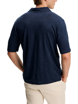 J.Lindeberg Roy Linen Regular Fit Short Sleeve Polo Shirt - view 2, Navy