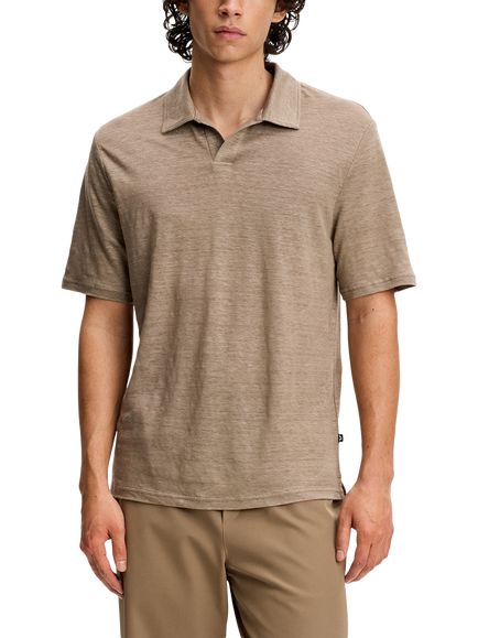 J.Lindeberg Roy Linen Regular Fit Short Sleeve Polo Shirt, Brindle