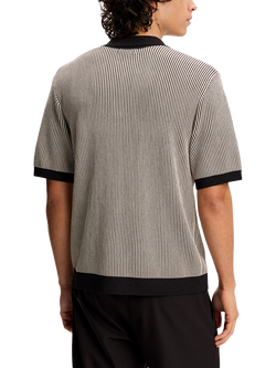 J.Lindeberg Sal Regular Fit Open Collar Stripe Polo Shirt, Moonbeam - view 2, Moonbeam