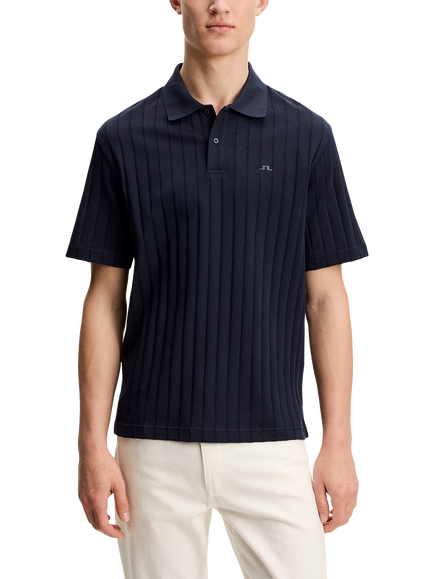J.Lindeberg Simon Cotton Regular Fit Short Sleeve Stripe Polo Shirt, Navy, Navy