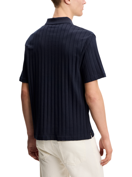 J.Lindeberg Simon Cotton Regular Fit Short Sleeve Stripe Polo Shirt, Navy - view 2, Navy