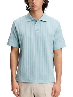J.Lindeberg Simon  Cotton Regular Fit Stripe Polo Shirt, Forget Me Not, Forget Me Not