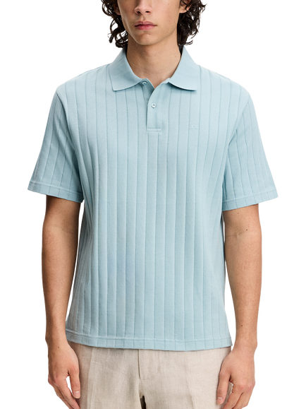 J.Lindeberg Simon  Cotton Regular Fit Stripe Polo Shirt, Forget Me Not, Forget Me Not
