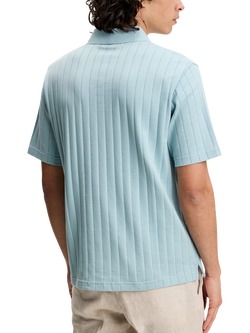J.Lindeberg Simon  Cotton Regular Fit Stripe Polo Shirt, Forget Me Not - view 2, Forget Me Not