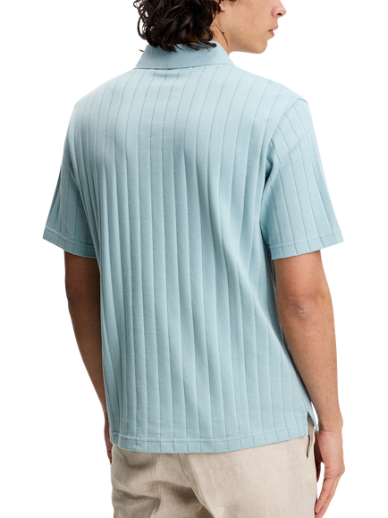 J.Lindeberg Simon  Cotton Regular Fit Stripe Polo Shirt, Forget Me Not - view 2, Forget Me Not