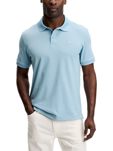 J.Lindeberg Verse Cotton Blend Regular Fit Short Sleeve Polo Shirt, Forget Me Not