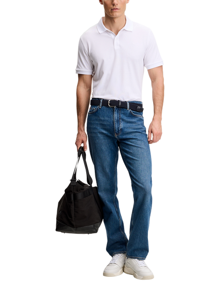 J.Lindeberg Verse Cotton Blend Regular Fit Short Sleeve Polo Shirt, White