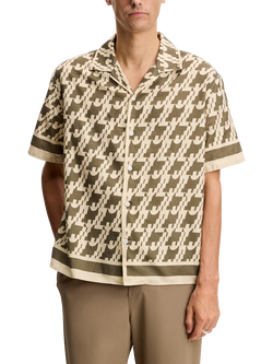 J.Lindeberg Ellis Cotton Blend Regular Fit Contrast Border Resort Shirt, Multi, Multi
