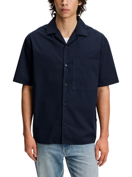 J.Lindeberg Ellis Cotton Blend Regular Fit Resort Shirt, Navy