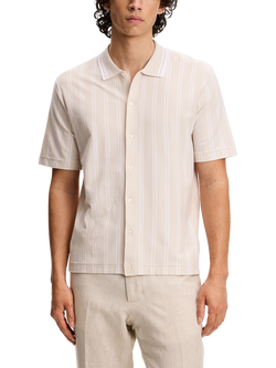 J.Lindeberg Rue Regular Fit Stripe Shirt, Moonbeam