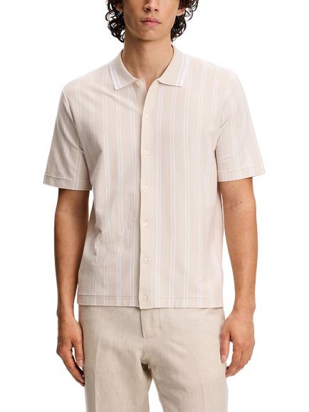 J.Lindeberg Rue Regular Fit Stripe Shirt, Moonbeam