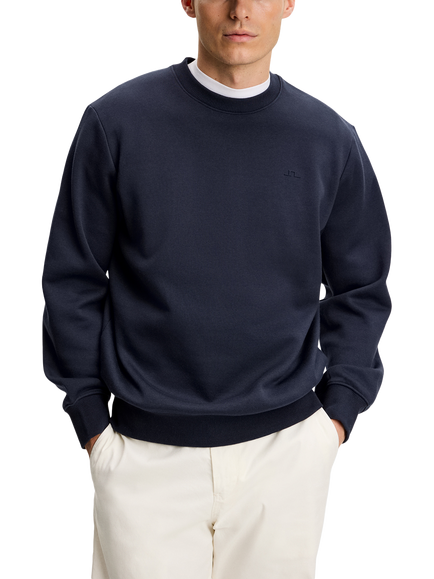 J.Lindeberg Alpha Cotton Blend Crew Neck Jumper, Navy