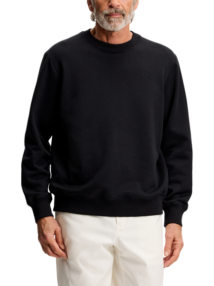 J.Lindeberg Alpha Cotton Blend Crew Neck Jumper, Black