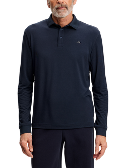 J.Lindeberg Florian Long Sleeve Polo Shirt, Navy