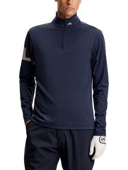 J.Lindeberg Heath Strike Zip Neck Mid Layer Top, Navy, Navy