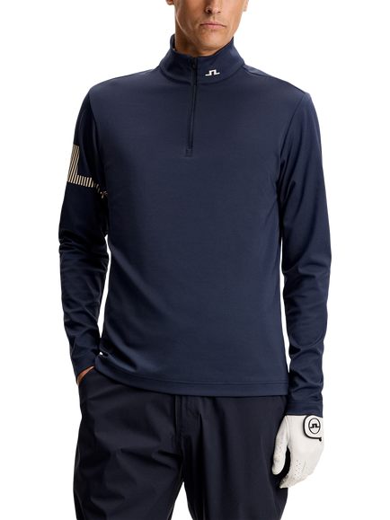 J.Lindeberg Heath Strike Zip Neck Mid Layer Top, Navy, Navy
