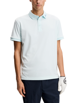 J.Lindeberg KV Print Short Sleeve Polo Shirt, Paradise Skylight, Paradise Skylight