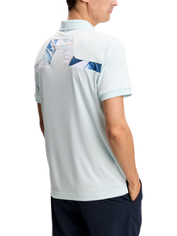 J.Lindeberg KV Print Short Sleeve Polo Shirt, Paradise Skylight - view 2, Paradise Skylight