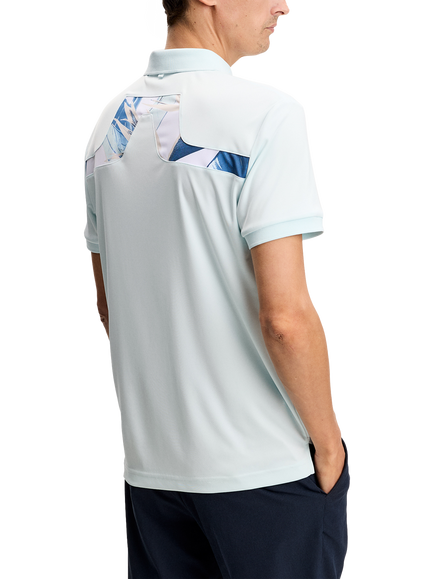 J.Lindeberg KV Print Short Sleeve Polo Shirt, Paradise Skylight - view 2, Paradise Skylight