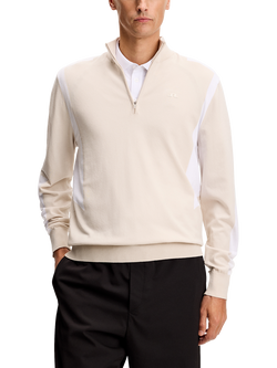 J.Lindeberg Kendrick Knitted Zip Neck Sweater, Moonbeam, Moonbeam