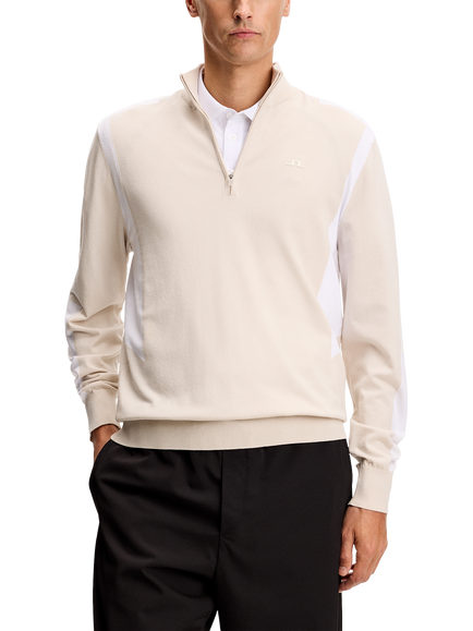 J.Lindeberg Kendrick Knitted Zip Neck Sweater, Moonbeam, Moonbeam