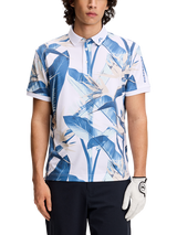J.Lindeberg Tour Tech Print Short Sleeve Polo Shirt, Paradise Skylight