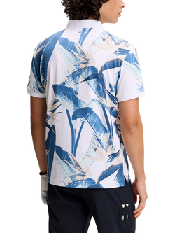 J.Lindeberg Tour Tech Print Short Sleeve Polo Shirt, Paradise Skylight - view 2, Paradise Skylight