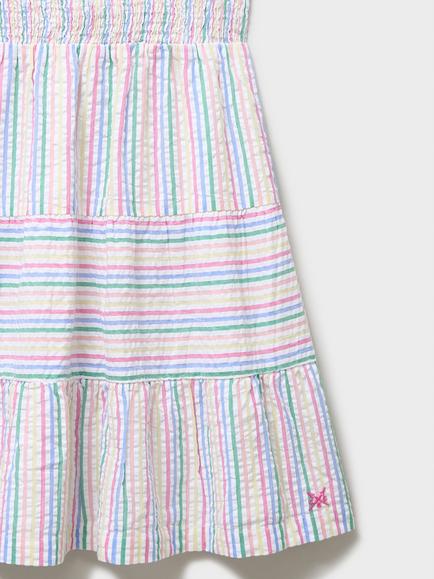 Crew Clothing Kids' Seersucker Wavy Stripe Dress, White - view 2, White
