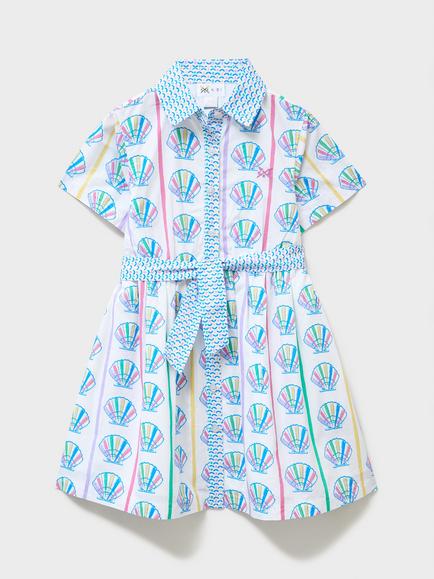 Crew Clothing Kids' Stripe and Shells Cotton Dress, Multi, Multi