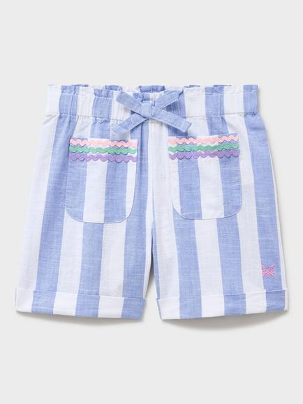 Crew Clothing Kids' Woven Paperbag Pocket Trim Shorts, Light Blue, Light Blue