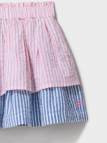 Crew Clothing Kids' Mixed Stripe Tiered Skirt, Light Pink - view 2, Light Pink