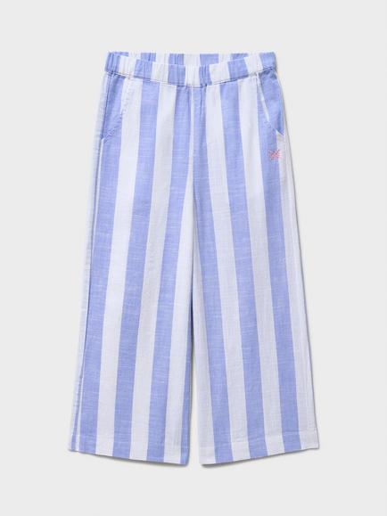 Crew Clothing Kids' Striped Woven Trousers, Light Blue, Light Blue