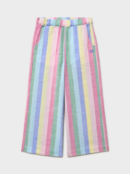 Crew Clothing Kids' Striped Woven Trousers, Multi Pink, Multi Pink