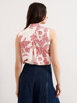 Phase Eight Junie Floral Tie Neck Blouse, Red - view 2, Red