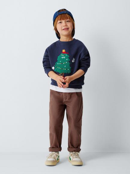 John Lewis Kids' Jolly Tree Sweatshirt, Navy - view 2, Navy